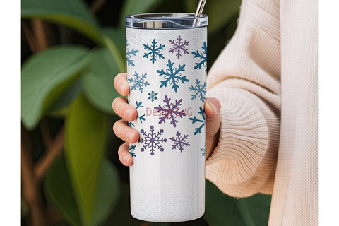 Winter Snowflake Tumbler Wrap Sublimation DesignSVG 