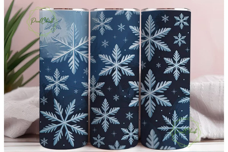 Winter Snowflake Tumbler Wrap Sublimation PixelChick 