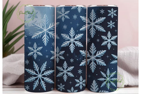 Winter Snowflake Tumbler Wrap Sublimation PixelChick 