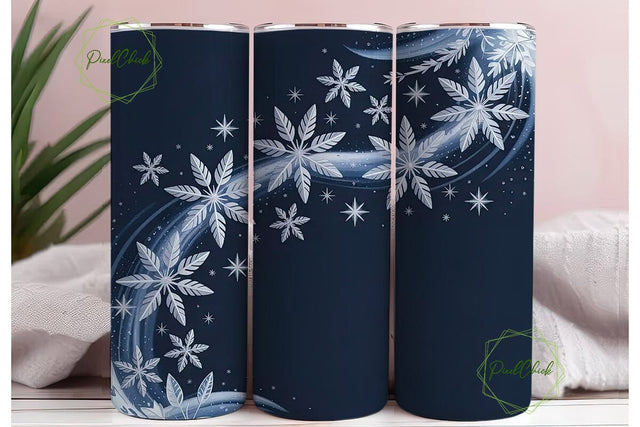 Winter Snowflake Tumbler Wrap Sublimation PixelChick 