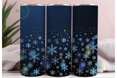 Winter Snowflakes Blue 20oz Tumbler Wrap Sublimation PixelChick 