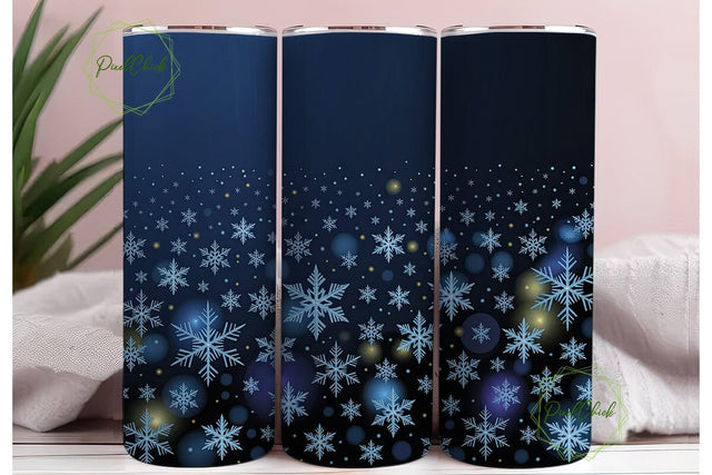 Winter Snowflakes Blue 20oz Tumbler Wrap Sublimation PixelChick 