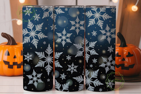 Winter Snowflakes Blue 20oz Tumbler Wrap Sublimation PixelChick 