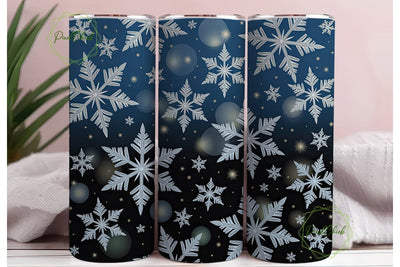 Winter Snowflakes Blue 20oz Tumbler Wrap Sublimation PixelChick 