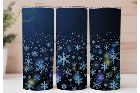 Winter Snowflakes Blue 20oz Tumbler Wrap Sublimation PixelChick 