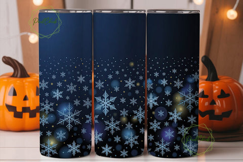 Winter Snowflakes Blue 20oz Tumbler Wrap Sublimation PixelChick 