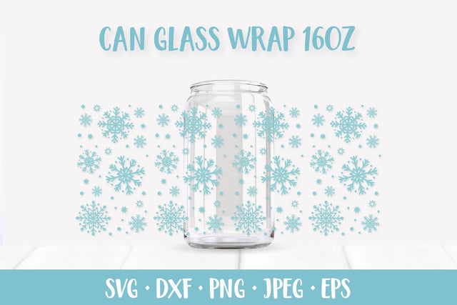 Winter Snowflakes Can Glass Wrap. Snow Beer Glass Can SVG SVG LaBelezoka 