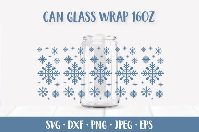 Winter Snowflakes Glass Can Wrap. Snow Beer Can Glass SVG SVG LaBelezoka 