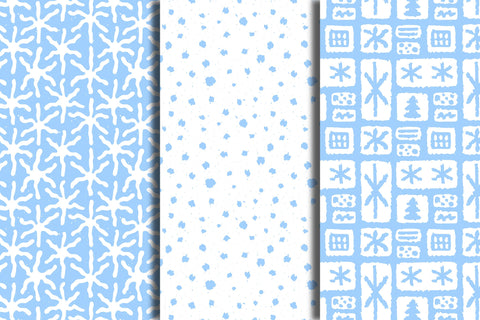 Winter Snowflakes Seamless Patterns Digital Pattern Rin Green 