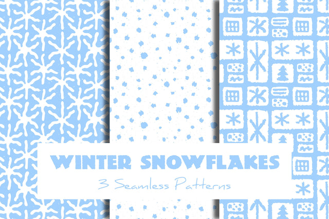Winter Snowflakes Seamless Patterns Digital Pattern Rin Green 