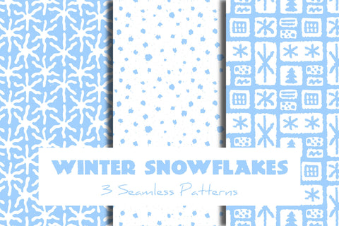 Winter Snowflakes Seamless Patterns Digital Pattern Rin Green 
