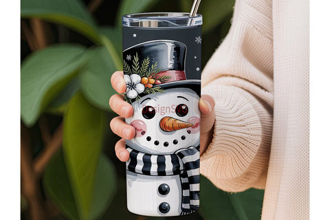 Winter Snowman 20oz Tumbler Wrap Sublimation DesignSVG 