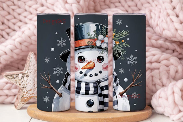 Winter Snowman 20oz Tumbler Wrap Sublimation DesignSVG 