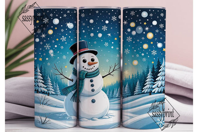 Winter Snowman Forest 20oz Tumbler Wrap Sublimation sassyprint 
