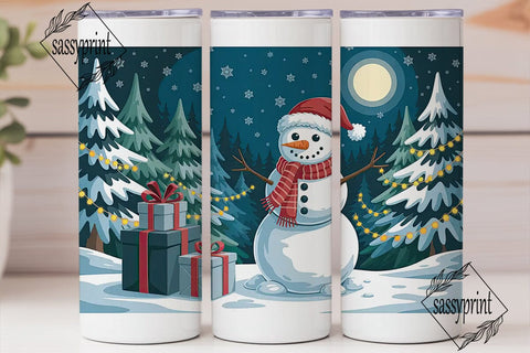 Winter Snowman Forest 20oz Tumbler Wrap Sublimation sassyprint 