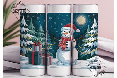 Winter Snowman Forest 20oz Tumbler Wrap Sublimation sassyprint 