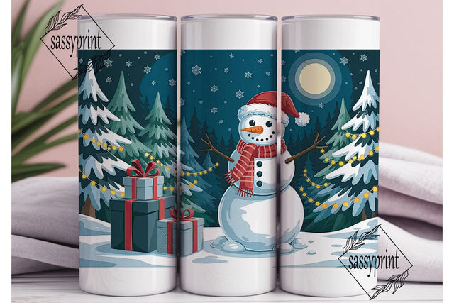 Winter Snowman Forest 20oz Tumbler Wrap Sublimation sassyprint 