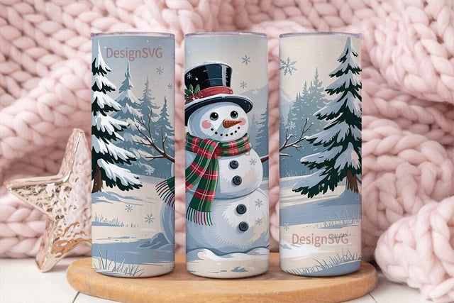 Winter Snowman Scene 20oz Tumbler Wrap Sublimation DesignSVG 
