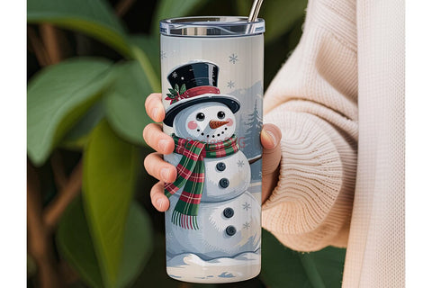 Winter Snowman Scene 20oz Tumbler Wrap Sublimation DesignSVG 