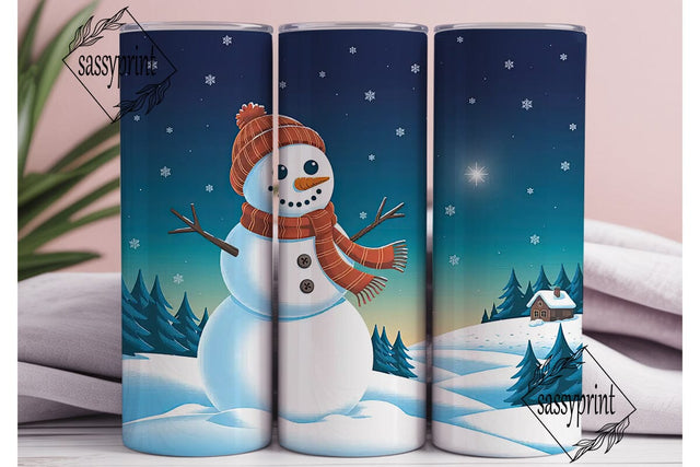 Winter Snowman Scene 20oz Tumbler Wrap Sublimation sassyprint 