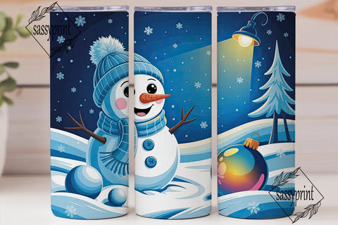 Winter Snowman Scene Tumbler Wrap PNG Sublimation sassyprint 