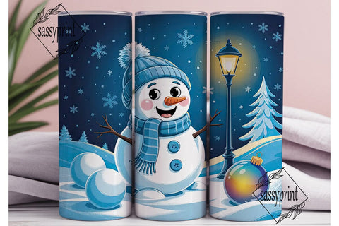 Winter Snowman Scene Tumbler Wrap PNG Sublimation sassyprint 