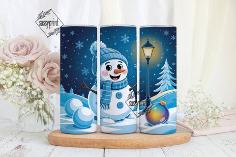 Winter Snowman Scene Tumbler Wrap PNG Sublimation sassyprint 