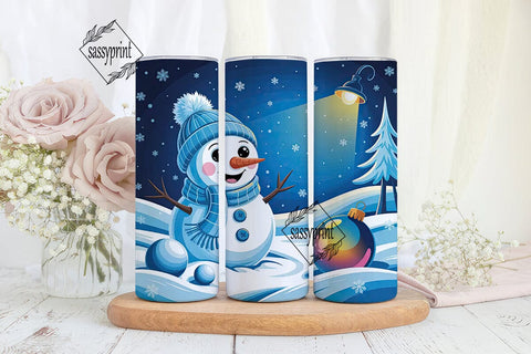 Winter Snowman Scene Tumbler Wrap PNG Sublimation sassyprint 