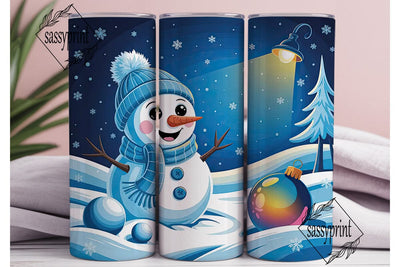 Winter Snowman Scene Tumbler Wrap PNG Sublimation sassyprint 