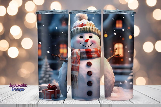 Winter Snowman Tumbler Wrap 20 oz | 20 oz Skinny Tumbler Wrap Sublimation Christmas Design Sublimation Sublimatiz Designs 