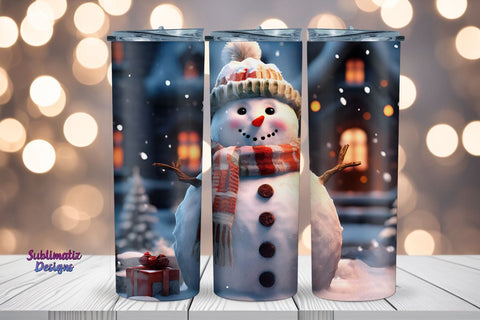 Winter Snowman Tumbler Wrap 20 oz | 20 oz Skinny Tumbler Wrap Sublimation Christmas Design Sublimation Sublimatiz Designs 