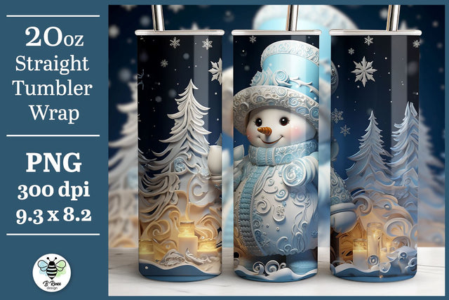Winter Snowman Tumbler Wrap | Snowman Sublimation PNG Sublimation B Renee Design 
