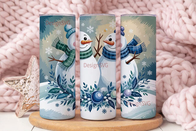 Winter Snowmen 20oz Tumbler Wrap Sublimation DesignSVG 