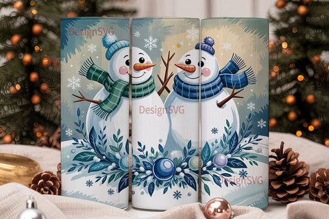 Winter Snowmen 20oz Tumbler Wrap Sublimation DesignSVG 