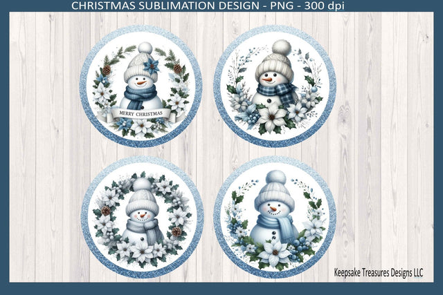 Winter Snowmen Christmas Ornaments Sublimation Png Template, Digital Download Sublimation Keepsake Treasures Designs LLC. 