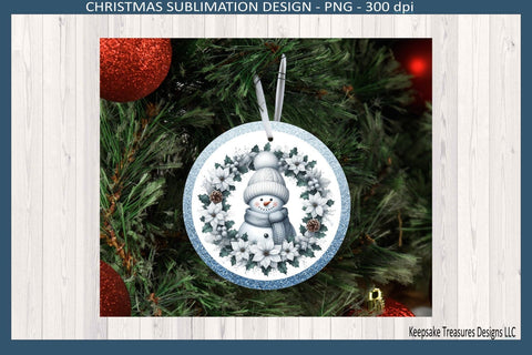 Winter Snowmen Christmas Ornaments Sublimation Png Template, Digital Download Sublimation Keepsake Treasures Designs LLC. 