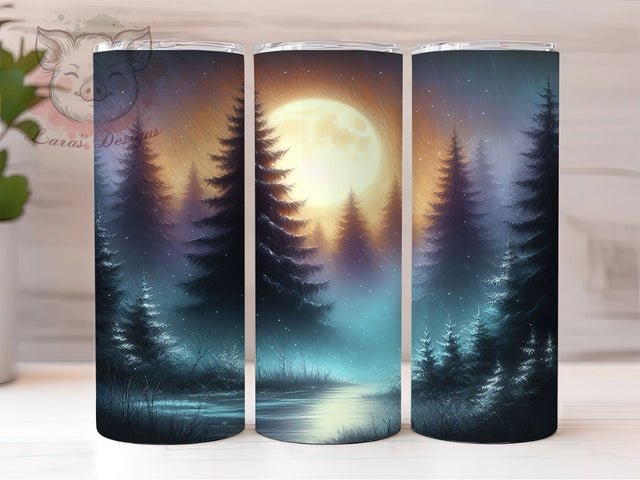 Winter Solstice Forest Scene Tumbler, Snow Forest Wrap, Pine Tree Sublimation, 20oz Winter Tumbler, Festive Forest Art, Seasonal Pine Mug, Snowy Holiday Cup Sublimation Lara' s Designs 