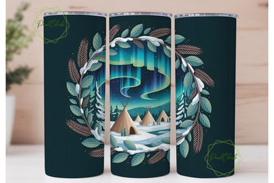 Winter Solstice Tipi 20oz Tumbler Wrap Sublimation PixelChick 