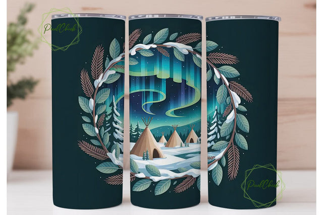 Winter Solstice Tipi 20oz Tumbler Wrap Sublimation PixelChick 