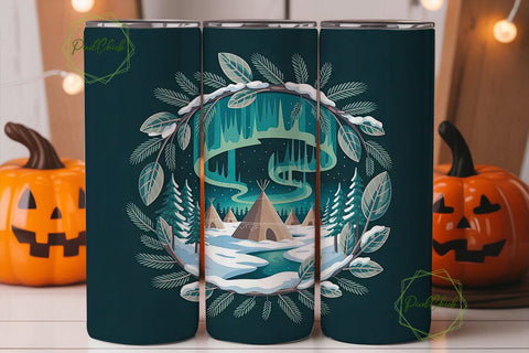 Winter Solstice Tipi 20oz Tumbler Wrap Sublimation PixelChick 