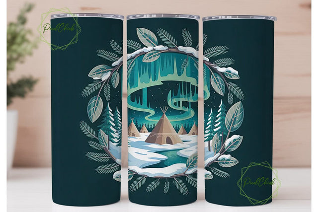 Winter Solstice Tipi 20oz Tumbler Wrap Sublimation PixelChick 