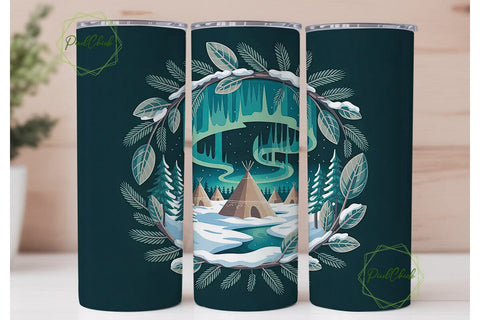 Winter Solstice Tipi 20oz Tumbler Wrap Sublimation PixelChick 