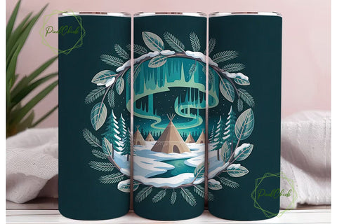 Winter Solstice Tipi 20oz Tumbler Wrap Sublimation PixelChick 