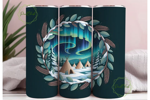 Winter Solstice Tipi 20oz Tumbler Wrap Sublimation PixelChick 
