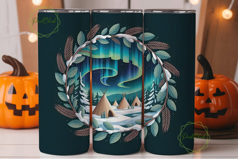Winter Solstice Tipi 20oz Tumbler Wrap Sublimation PixelChick 