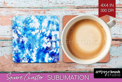 Winter Square Coaster - Tie Dye Coaster Sublimation Sublimation OrangeBrushStudio 