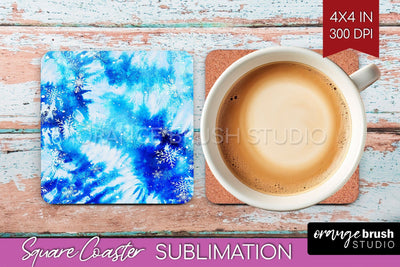 Winter Square Coaster - Tie Dye Coaster Sublimation Sublimation OrangeBrushStudio 