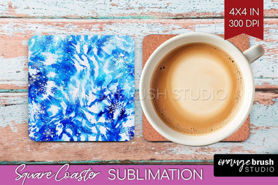 Winter Square Coaster - Tie Dye Coaster Sublimation Sublimation OrangeBrushStudio 