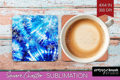 Winter Square Coaster - Tie Dye Coaster Sublimation Sublimation OrangeBrushStudio 