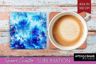 Winter Square Coaster - Tie Dye Coaster Sublimation Sublimation OrangeBrushStudio 